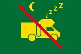 Pictogramme indiquant l'interdiction de dormir dans un camping-car
