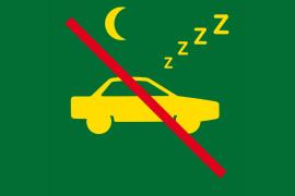Pictogramme indiquant l'interdiction de dormir dans une voiture