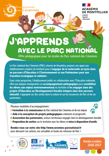 page du programme j'apprends avec le Parc