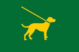 Pictogramme indiquant que les chiens doivent être tenus en laisse